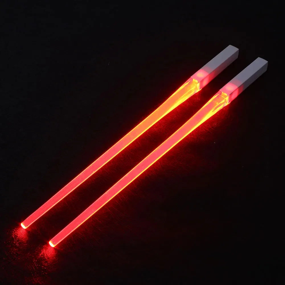 Creative 2Pcs/Pal LED Lightsaber Chopsticks Light up Durable Lightweight Kitchen Dinning Room Party Portable Food Safe Tableware