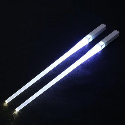 Creative 2Pcs/Pal LED Lightsaber Chopsticks Light up Durable Lightweight Kitchen Dinning Room Party Portable Food Safe Tableware