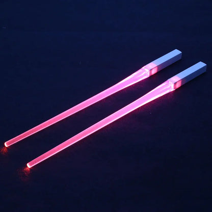 Creative 2Pcs/Pal LED Lightsaber Chopsticks Light up Durable Lightweight Kitchen Dinning Room Party Portable Food Safe Tableware