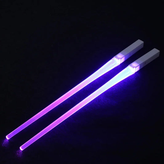 Creative 2Pcs/Pal LED Lightsaber Chopsticks Light up Durable Lightweight Kitchen Dinning Room Party Portable Food Safe Tableware