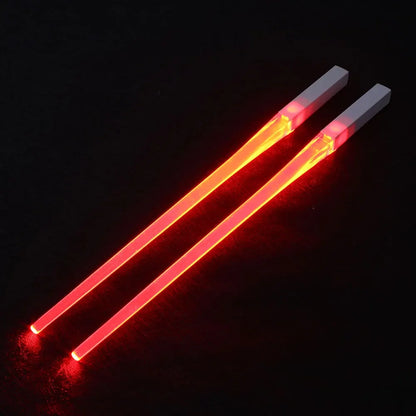 Creative 2Pcs/Pal LED Lightsaber Chopsticks Light up Durable Lightweight Kitchen Dinning Room Party Portable Food Safe Tableware
