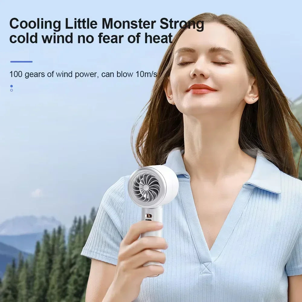 10000Mah High Speed Portable Turbo Fan Cooler Fan 100-Speed Adjustment High-Speed Fan Handheld Fan Mini Fan Adjustment Portable